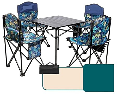 Tragbarer Picknicktisch, Folding Roll Up Camping Reise Tisch, Balkon im Freien Tisch mit Tragetasche YIJIAN (颜色 : Table and Chair 5PCS Set)