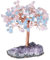 Nupuyai Aigue-Marine & Quartz Rose Arbre de Vie en Pierre sur Base de Géode Naturelle, Feng Shui Arbre de Cristal Fait à la Main pour Décoration Intérieure et Reiki Chakra
