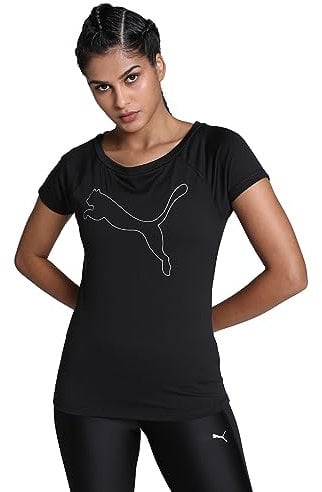 Puma Damen Train Favorite Pullover Cat Tee Tshirt, Schwarz, L EU
