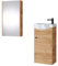 Planetmöbel Badmöbel Set Waschtisch mit Unterschrank 40 x 60 x 29 cm mit Spiegelschrank 40 cm für Badezimmer, Gäste WC & Bad, Gold Eiche