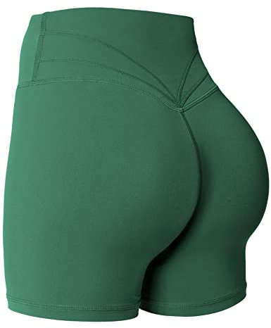 Yiifit Gym Shorts Damen 4.5 Sport Shorts Booty Scrunch Hohe Taille Push Up Sommer Yoga Shorts Undurchlässig Kurze Hosen Celadon Small