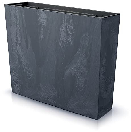 Blumenkasten Blumentopf Balkonkasten Pflanzkasten Blumenkübel Beton Optik Pflanzgefäß Tower 77cm x 69cm mit Pflanzeinsatz (Anthrazit Beton)