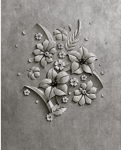 BRICOFLOR | Grau Fototapete |Betontapete mit Blumen | Besondere florale Fototapete in Betonoptik | Tapete Tropical Green Forest | 200 g/m² Premium-Vlies | 270 x 400 cm