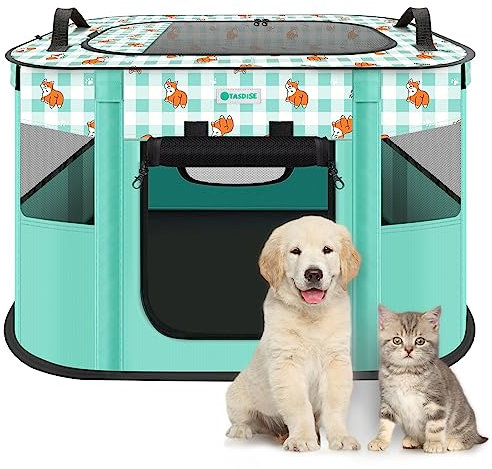 Tasdise tragbarer Hundetallpen Pet Playpen Cat Playpen tragbares Hundetpene Welpe Hundepene Katze Hunde Cage Haustier Übung Zelt für Indoor -Outdoor -Reisebereich Camping
