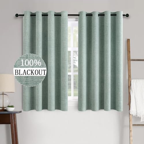 MIULEE Verdunklungsvorhänge mit ösen Gardinen Leinenoptik 2er Set 175 x 140 cm Sommer Grün Vorhang Blickdicht mit Ösen Thermovorhang Kälteschutz Vorhänge Wohnzimmer Schlafzimmer Wärmeisolierend