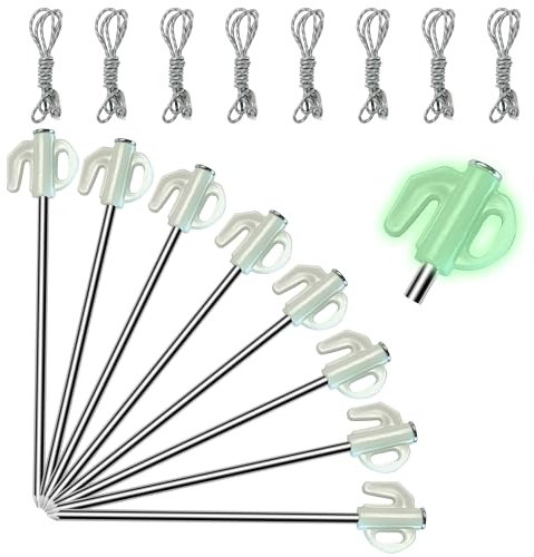ONTYZZ Leuchtende Zeltheringe 12 PCS Nägel Outdoor Zeltheringe Heringe Harte Bodenheringe Metall Zeltheringe mit Haken Loch Camping Heringe für Garten Zelte Trampolin Picknick Plane Vordach