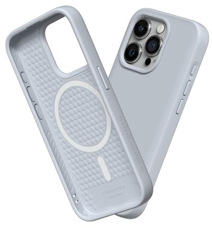 RhinoShield Case kompatibel mit [iPhone 15 Pro] | SolidSuit - MagSafe-kompatibel -Stoßdämpfende & schlanke Schutzhülle mit Premium Finish - 3.5 Meter Fallschutz - Silbergrau