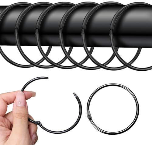 40 Stück gardinenringe zum öffnen,50mm Gardinenringe Vorhangringe,Rundringe Vorhang Clips Duschvorhang Metallklammern für Vorhänge und Gardinenstangen(schwarz)
