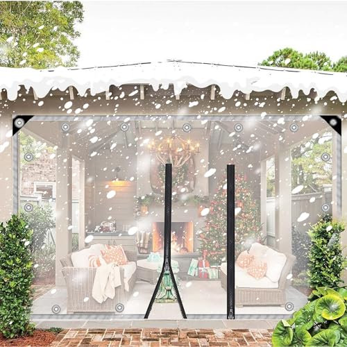 Reißverschluss-Plane, robuste transparente Plane, 0,55 mm transparente, wasserdichte Planen-Seitenwände aus PVC mit Reißverschluss-Tür, Trennvorhang, for Pergola, Veranda, Pavillon, Carport ( Size : H