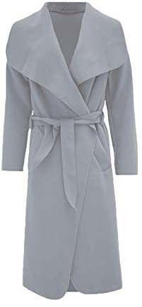 Women Long Waterfall Italian Duster Coat, Ladies Long Sleeve Oversized French Belted Trench Open Jacket, Adult Celebrity Winter Cardigan Cape With Pockets UK Plus Size 8-22, (Mocha-20-22)