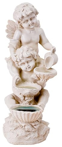 zenggp Fontana da Giardino Solare per Interni ed Esterni con Illuminazione a LED - Fontana da Giardino Vintage Angel Grande per Figure di Decorazione da Giardino Esterno - Laghetto da Giardino Deco