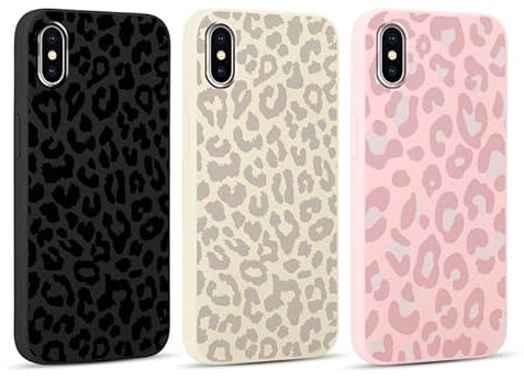 Yoedge 3 Stück Handyhülle für iPhone X/iPhone XS Hülle 5,8, Leopard Muster Design Frauen Mädchen Aesthetic Handyhülle Dünn Weich Schlanke Silikon TPU Flexible Stoßfest Schutzhülle für iPhone XS