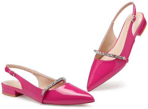 Zhabtuc Slingback da Donna con Scarpe a Punta con Strass per Scarpe Eleganti da Donna, Rosa, 39 EU