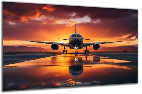DARO Design - Wand-Bild auf 6mm HDF 70x50 cm Flugzeug Flieger - Wand-Deko Bilder Geschenk