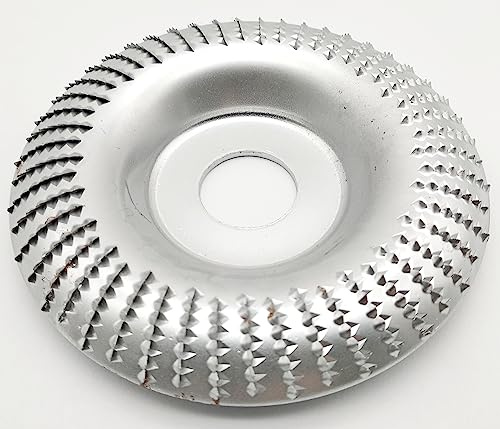 Ø 100-125mm Holz Schleifteller Schnitz Scheibe Huf Raspel für Winkelschleifer Flex mit Standard Aufnahme 22,23mm (100mm_gebogen)