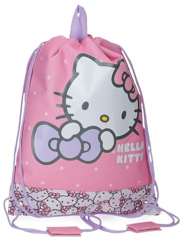 Hello Kitty My Favourite Bow, zaino per bambini, zaino per scuola, rosa, spalline larghe e regolabili, realizzato in poliestere. Joumma Bags., Rosa, Zaino sacco