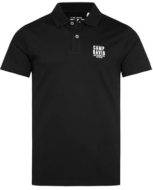Camp David Poloshirt Herren Basic | Piqué Polo mit Logo-Stickerei, Trikotkragen & 2-Knopfleiste | Oeko-TEX Zertifiziert | Baumwoll-Mix, atmungsaktiv & pflegeleicht | Black, L