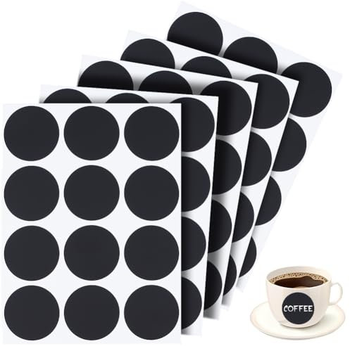 craspire 360 Stück Tafeletiketten, Runde Tafeletiketten, Aufkleber, PVC, Wasserdicht, Wiederverwendbar, Löschbar, Blanko, Aufkleber Zum Abziehen Und Aufkleben Für Vorratsgläser Kanister Büro Zuhause