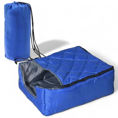 MIJOMA Gemütliches Hundekörbchen für Unterwegs - Reisebett - Wasserabweisend, Faltbar & Waschbar, Hundekorb Ideal für Zelten & Camping, Blau (55 x 50 x 20 cm)