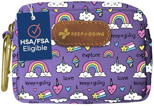 KeepGoing Kleines Reise-Erste-Hilfe-Set für Kinder, 60-teiliges Mini-Erste-Hilfe-Set für Geldbörse, Wickeltasche und Rucksack, mit latexfreien Bandagen, 118 g und 11,4 x 8,9 x 5,1 cm, TSA-geprüft