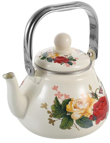 CRILSTYLEO Bollitore Per Tè Smalto Retro Teiera Beccuccio Per Versare Adatta Per Casa Ufficio Tè Stile Vintage e Design Elegante