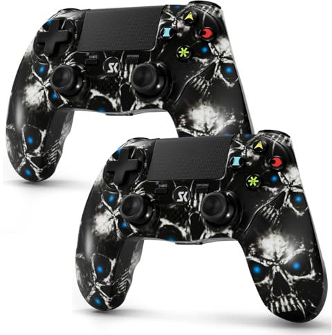 MUZELI 2er-Pack Controller für PS4, Kabelloser Controller kompatibel mit PS4/Pro/Slim/PC/iOS/Android/MacOS, mit Dual-Vibration/3,5-mm-Audio-Buchse/empfindlichem Touchpad(Schwarz)