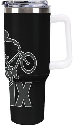 Bmx Bike Funny Travel 40 Oz Tumbler with Handle And Straw Insulated Stainless Steel Mug For Water Ice Coffee Car Home Office