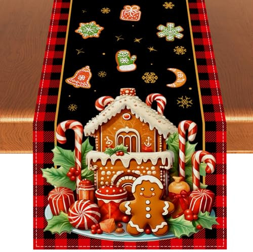 Rvsticty Table Runner - 13x72'' Red Holiday Polyester Tablecloth for 4-6 People - Machine Washable - Perfect for Daily Use and Themed Parties