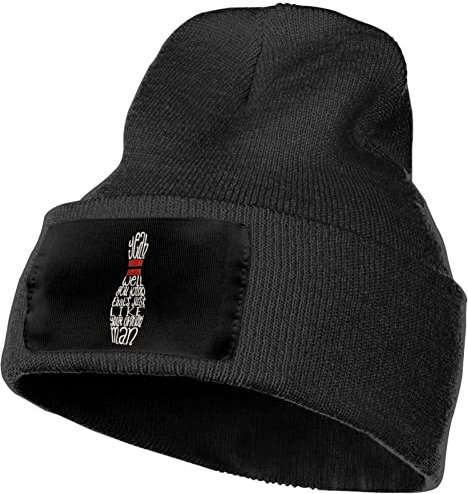 Winter-Strickmütze für Herren und Damen, Big Lebowski Daily Beanie Mütze, Unisex, warme Manschette, Skullies-Kappen, Schwarz, Schwarz , Einheitsgröße