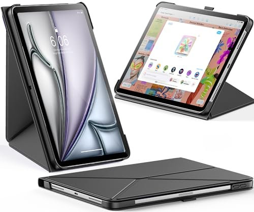INFILAND Custodia per iPad Air 11 Pollici M3/M2 (2025/2024),iPad Air 7a/6a/5a/4a Gen 10,9 Pollici (2022/2020),Supporto Pieghevole Magnetico,Sospensione/riattivazione Automatica(Nero)