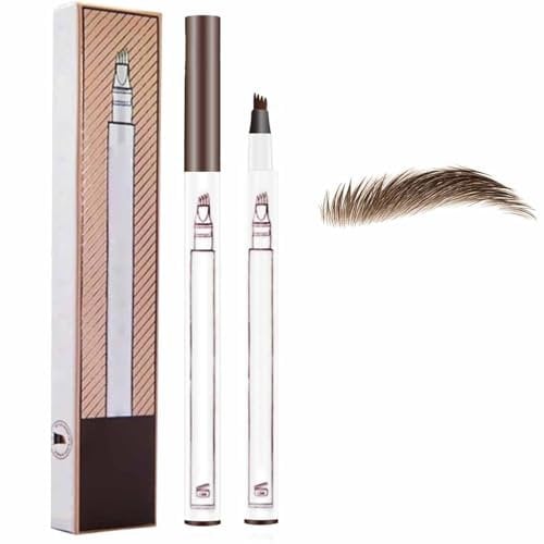 2pc 3D Magic Eyebrow Tattoo Pencil,Eyebrow Pencil with 4 Fork Tips,Long Lasting Waterproof Fork Tip Brow Pen,3D Microblading Brow Pen,Natural Makeup for Beginners (02)