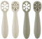 PandaEar Ensemble de cuillères pour bébé avec design flocon de neige (lot de 4) | Ustensiles en silicone de première étape | Sans BPA | Pour enfants et tout-petits de 6 mois et plus (Noix/Bronzées)