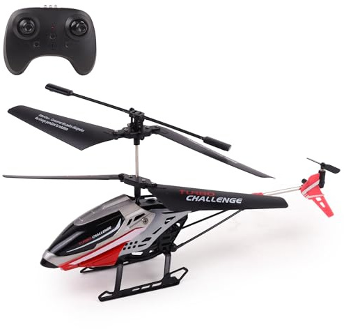 TURBO CHALLENGE - Turbocóptero – Hubschrauber – 400351 – ferngesteuertes Fluggerät – Rot – 1/40 – wiederaufladbarer Akku und Batterien inkl. – Kreisel – Geschenk – Flugspielzeug – ab 8 Jahren