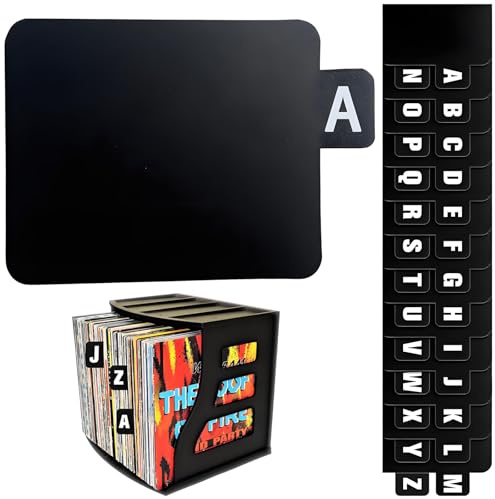 Seutmrou 26 Piezas Divisores de registros, Organizador de con Alfabeto, Alfabéyicos A-Z Divisores Alfabéticos, Divisores de plástico, Adecuado para discos de vinilo, álbumes, CD, DVD, medios y libros