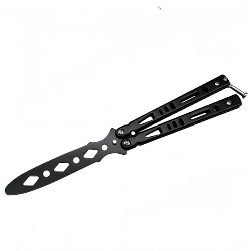 Lajiakoy® Couteau Papillon, Butterfly Trainer Lame de Sécurité, Couteau Papillon Entraînement Acier Inoxydable, Adapté Aux Débutants(Noir)