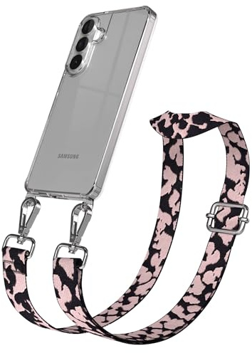 EAZY CASE Handykette - Verstellbares Taschenband kompatibel mit Galaxy S26 Plus, Schulterriemen, Handykordel mit Silikon Hülle, Umhängetasche, Rosa Camouflage Silber