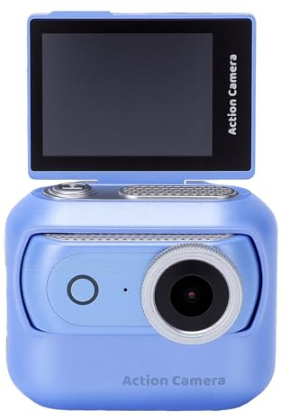Jiawu Daumen-Action-Kamera, 4K 48 MP WiFi Magnetische Videokamera mit 2 Zoll Klappbildschirm, 250 + 800 MAh Akku, Tragbare Vlog-Kameras für Radfahren, Schwimmen, Wandern (Blue)