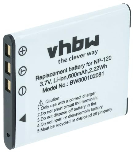vhbw Akku kompatibel mit Casio Exilim EX S200 | Kamera (550 mAh, 3,6 V, Li-Ion) - für NP-120