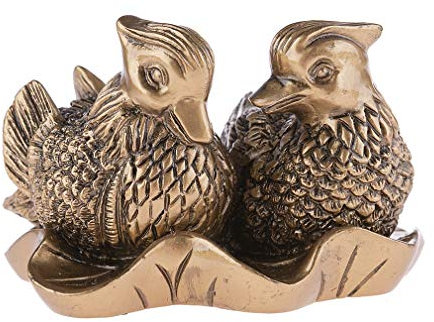 lachineuse – Mandarinenten-Figur – Feng Shui-Statuette der Liebe und Treue für Paare, Romantik – Geschenkidee zum Valentinstag – Asiatisches Dekor – 8 x 5,5 x 5,5 cm – Goldfarbe