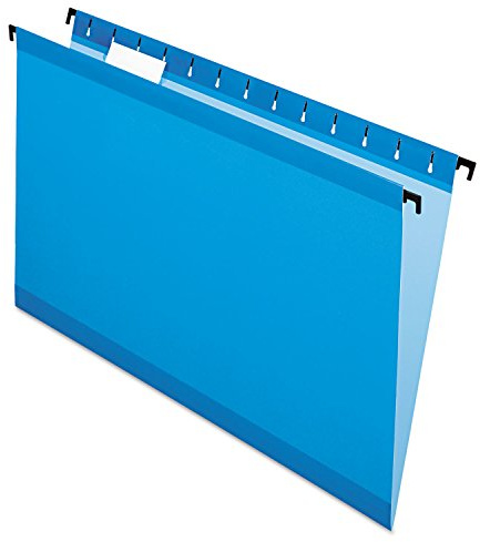Pendaflex SureHook Reinforced Hanging Folders, Legal Size, Blue, 1/5 Cut, 20/BX (6153 1/5 BLU)