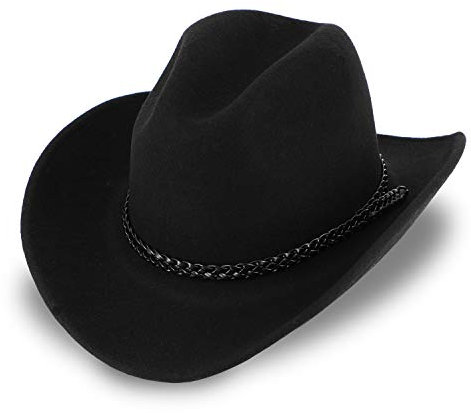 fiebig Westernhut Chuck mit Kunstlederband | Cowboyhut aus 100% Wollfilz Made in Italy | Individuell formbar | Wollfilzhut in vielen Größen (56-M)