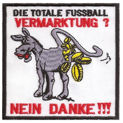 Lustiger Fussball Aufnäher Geldscheisser Patch Esel Bügelbild bestickt zum aufnähen - Fussball-Fan Geschenk Sport DIY Stoff-Applikation Shirt/Jacke/Tasche - 90x90mm