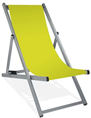 MultiBrands Liegestuhl, klappbar, Aluminium, Sitzbezug Lemon, Silber lackiert