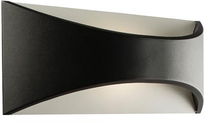 Saxby Vulcan 12W Large 300mm Black Die Cast Aluminium Curved Outdoor IP65 LED Wall Light