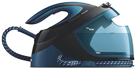 Philips PerfectCare Performer Ferro da Stiro con Caldaia - 2600W, Colpo di Vapore 420g, Pressione 6,5 Bar, Tecnologia OptimalTEMP, Serbatoio 1,8 l, Blu/Grigio (GC8735/80)