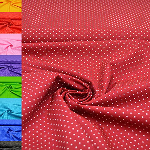 MAGAM-Stoffe Amelie Pünktchen Baumwollstoff Oeko-Tex Meterware 50cm (03. Dunkelrot)