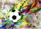 decomonkey Fototapete selbstklebend Graffiti FuÃŸball 392x280 cm XL Selbstklebende Tapeten Wand Fototapeten Tapete Wandtapete klebend Klebefolie Ziegel Jugendzimmer Ball