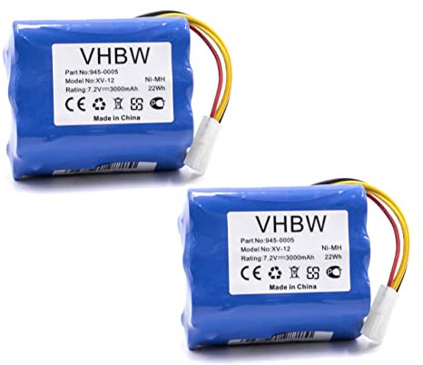 vhbw 2X Akku Ersatz für Neato 205-0001, 945-0006, 945-0024 für Staubsauger (3000mAh, 7,2V, NiMH)