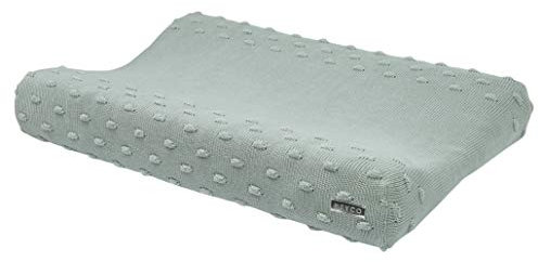 Meyco 2763053a 2-Keil Wickelauflagenbezug Wickelkissenüberzug gestrickt 100% Baumwolle 45x70cm KNOTS Stone Green