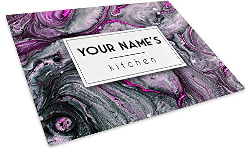 Personalised Glass Chopping Board Worktop Saver 40x30cm Add Your Own Text!